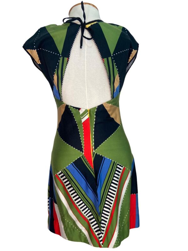 Vestido Farm, estampa geométrica, Tam P