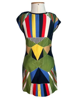 Vestido Farm, estampa geométrica, Tam P